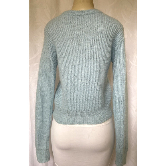 T by Alexander Wang Mohair Knit Crewneck Sweater Glass Light Blue Pullov… - Picture 4 of 7